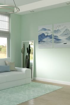 Light Blue with Mint Green Walls Pastel Green Paint Bedrooms, Light Green And Gold Bedroom, Mint Green House Interior Design, Pastel Green Bedroom Walls, Light Green Bedroom Colors, Mint Living Room Walls, Light Green Blue Paint Colors, Light Color Wall Paint, Light Blue Room Color