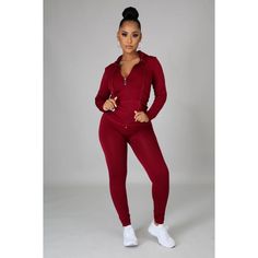 Two piece stretch set•Long sleeve Top•Front zipper closure•Hoodie•Pockets•High waist legging•92% Polyester•8% Spandex•Inseam 25 inch•Hand wash cold water•Model is wearing a One SizeMODEL STATSHeight: 5.5"Bust:34" / Waist:27" / Hips:42" Fitted Tracksuit For Gym In Fall, Solid Tracksuit For Fall Workouts, Fall Solid Tracksuit For Workout, Fall Workout Tracksuit In Solid Color, Stretch Tracksuit With Pockets For Fall, Stretch Activewear For Jogging In Fall, Fall Stretch Activewear For Jogging, Fall Athleisure Tracksuit, Stretch Tracksuit For Fall Jogging