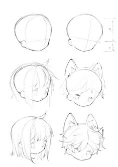 the stages of drawing an anime character's head