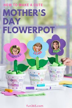 mother's day flower pot craft with flowers in them