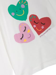 - 100% Cotton - MADE IN Turkey 100% Cotton Fun White Top With Heart Graphic, Long Sleeve Cotton T-shirt With Heart Print, Multicolor Heart Graphic Crew Neck Top, Multicolor Heart Print Crew Neck Top, Cute Long Sleeve T-shirt With Heart Print, Playful Heart Print Summer Tops, Cute Multicolor Heart-shaped Tops, Fun Cotton Tops With Heart Print, Playful White Tops With Heart Graphic