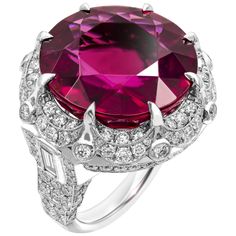 A Rear Vintage find! This Platinum 27.25ct ound Red Rubellite Tourmaline Diamond Ring is truly Gorgeous and one of a kind! Bright Red Rubellite Tourmaline Color is captivating, extremely bright and vibrant Diamond setting performed in a ArtDeco traditions highlighting the stone and delivers massive fine look! An amazing Red color looks like a Raspberry wine that is playing colors on the sun - stunning. Rubellite quality is breathtaking extremely Brilliant, very Clean which is rare for Tourmaline Rubellite Ring, Stunning Aesthetic, Garnet And Diamond Ring, Piercing Septum, Burmese Ruby, Jewelry Magazine, Rubellite Tourmaline, Platinum Diamond Rings, Art Deco Diamond