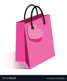 a pink shopping bag with a heart on it