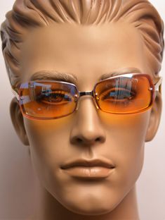 Style sunglasses designed and made in Italy. Incredible, phenomenal quality and futuristic design. These frames have premium quality lenses, they are better than most contemporary designer lenses. Authentic Y2K vintage sunglasses Unisex UV protection Retro Style Shield Sunglasses With Uva Protection, Modern Orange Tinted Shield Sunglasses, Retro Glass Shield Sunglasses With Uva Protection, Retro Rimless Sunglasses With Gradient Lenses, 2000s Sunglasses, Authentic Y2k, Style Sunglasses, Futuristic Design, Vintage Sunglasses