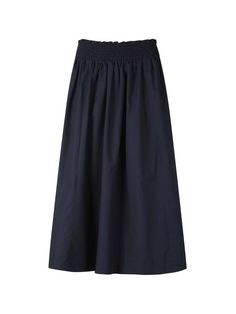 This smocked flared skirt is a versatile piece perfect for a feminine and stylish look. It features different materials for each color option.- Midi length that makes your look stylish- Smocked detail at the waistline for a defined waist- Decorative stitching to add intricate detail* The color of the actual product may vary due to differences in monitor color settings and resolution. Elegant Cotton Smocked Dress, Chic Midi Bottoms With Gathered Waist, Chic Cotton Smocked Dress With Gathered Waist, Midi Skirt With Gathered Waist For Work, Elegant Full Skirt With Gathered Waist, Chic Smocked Dress With Pleated Waist For Daywear, Midi Skirt With Gathered Waist For Daywear, Tiered Skirt With Pleated Waist And Voluminous Fit, Relaxed Midi Skirt With Gathered Waist