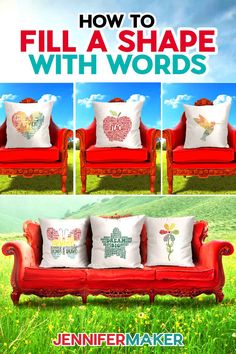 an advertisement for pillows with the words, how to fill a shape with words on them