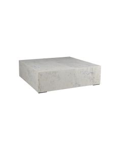 a square white marble table top on a white background, with the surface slightly covered in grey speckles