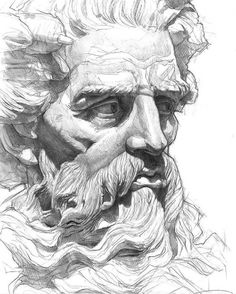 a pencil drawing of an old man's face