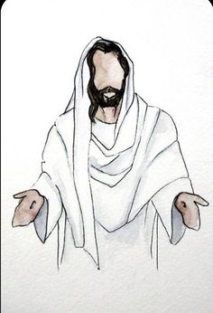 a drawing of jesus with his arms outstretched