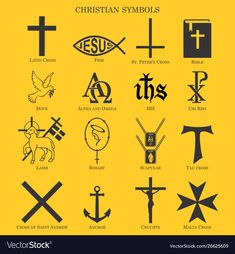 the christian symbols are shown in black and yellow