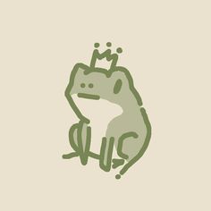 a drawing of a frog with a crown on it's head, sitting down