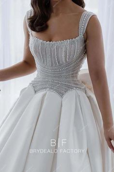 Luxury Beaded Scoop Neck Sleeveless Designer Satin Wedding Dress Embellished Corset, Classy Wedding Dress, Gown Skirt, Ball Gown Skirt, Dream Wedding Ideas Dresses, Corset Bodice, Elegante Casual, Classy Dress Outfits, فستان سهرة