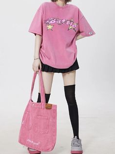 𝔇𝔢𝔱𝔞𝔦𝔩𝔰: Style: Harajuku, Kawaii Goth, Streetwear Material: Cotton Treat yourself to the perfect blend of comfort and style with our 'Pink War' Oversized T-Shirts! The oversized style ensures a relaxed, easy-going fit you'll love. The front prints are retro & cute for your looks! Soft and comfy material, perfect for everyday wear Enjoy free shipping with a purchase of over 80$. We ship worldwide SIZE LENGTH BUST SLEEVESIZE LENGTH CHEST SLEEVEM 29 in 47 in 8 inL 30 in 49 in 9 inXL 31 in 50 in ... Cute Streetwear, Goth Streetwear, Pink Shirts, Kawaii Goth, Oversized T Shirts, Lingerie Costume, Oversized Style, Costume Outfits, Easy Going