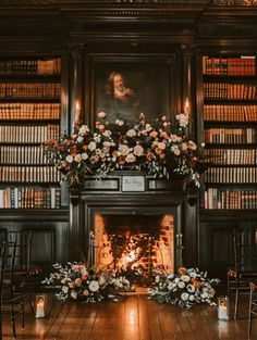 Historic Library Wedding with Fireplace Timeless Wedding Ceremony, Modern Vintage Wedding, Newport Rhode Island Wedding, Cozy Library