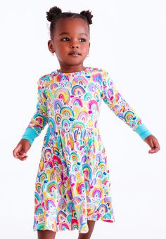 This dress is perfect for any little fashionista! It is made of buttery-soft bamboo viscose and spandex fabric which ensures comfort and long-lasting wear. Playful Cotton Loungewear Dress, Playful Long Sleeve Playwear Dresses, Playful Long Sleeve Dresses For Playwear, Playful Long Sleeve Dress For Playdate, Long Sleeve Playful Twirl Dress For Playdate, Playful Long Sleeve Twirl Dress For Playdate, Spring Long Sleeve Twirl Dress For Playdate, Casual Cotton Twirl Dress For Playwear, Casual Twirl Dress For Playtime