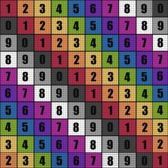 a colorful pattern with numbers on it