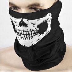 New Motorcycle Skull Half Face Tube Mask Neck Gaiter Also Can Be Used As A Headband, Wristband, And More... New In Package Reaper Costume, Skull Motorcycle, Skeleton Mask, Multi Masking, Halloween Costume Props, Mascaras Halloween, Ghost Skull, Scarf Face Mask, Skull Face Mask