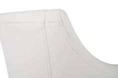 a close up of a white chair with stitching on the back and side panels