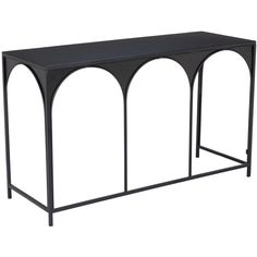 a black metal table with arches on top