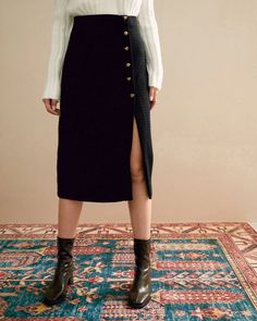 Discover the edit of The Buttons Decorated Knit Skirt - Button Knit Solid Skirt - Black - Bottoms. Explore Shop the collection at RIHOAS now. Buy One Get One 20% off. Tailored Clothes, Solid Skirt, Outfits 2023, Midi Skirts, Skirt Outfit, Cute Skirts, Black Bottoms, Knit Skirt, Pants Jeans