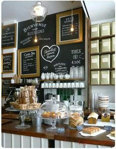 an image of a bakery with food on the counter