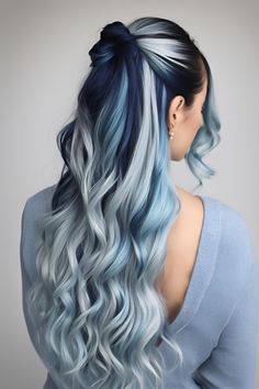 31 Pretty Hair Colors to Bring Out Your Personality in 2024 Hair Colours For Brunettes Dyes, Fun Color For Short Hair, Brunette To Blue Hair, Hair Dye Ideas For Brunettes Highlights, Black And Blue Hair Ideas, Hair Color Ideas For Blue Eyes, Dark Hair Dye Ideas, Fun Hair Color Ideas For Brunettes, Blue Hair Colour