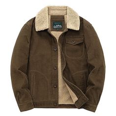 Season:Winter,Fall; Fabric:Corduroy,Fleece; Sleeve Length:Long Sleeve; Gender:Men's; Style:Vintage Retro; Occasion:Casual,Dailywear; Outerwear Length:Regular; Function:Warm,Windproof; Pattern:Solid Color; Design:Classic Style; Outerwear Type:Sherpa,Corduroy Jacket,Winter Coat,Winter Jacket; Bust:null; Length:null; Shoulder Width:null; Sleeve:null Coat For Winter, Corduroy Jacket, Jacket Buttons, Outerwear Coats, Zip Jacket, Winter Wardrobe, Active Wear For Women, Outdoor Recreation