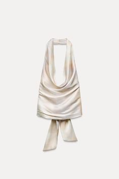 DRAPED SATIN EFFECT HALTER TOP Zara Halter Top, Silk Tops, Womens Halter Tops, Draped Neckline, Zara Fashion, Cardigan Sweater Jacket, Halter Tops, Halter Neck Top, Tie Top