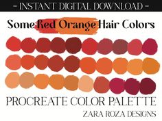 some red orange hair colors are shown in this color guide for the fall and winter