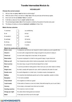 a worksheet with the words traveler information module