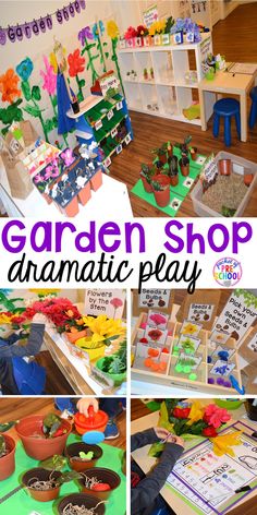 the garden shop is filled with toys and crafts for kids to play in it's environment