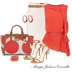 coral work outfit not the purse Red And Black Outfits, Summer Elegance, Professional Attire, Work Wardrobe, Business Outfits