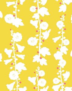 white flowers on a yellow background