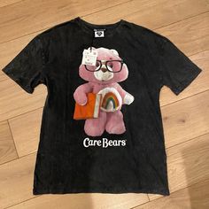 Care Bear X Zara Tshirt Trendy Crew Neck T-shirt With Bear Print, Casual Cotton T-shirt With Bear Design, Bear Print Crew Neck T-shirt For Streetwear, Zara Cartoon Print Crew Neck T-shirt, Crew Neck T-shirt With Bear Print For Streetwear, Summer Bear Print Crew Neck T-shirt, Summer Bear Print Short Sleeve T-shirt, Bear Design Crew Neck Tops For Streetwear, Cotton Graphic Tee With Bear Design