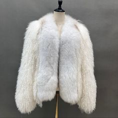 Brand New Luxury Long Sleeve Blazer For Winter, Luxury White Fur Coat For Winter, Luxury White Winter Fur Coat, Luxury Winter White Long Sleeve Fur Coat, Luxury Long Sleeve Winter White Outerwear, Luxury Long Sleeve Outerwear For Spring, Luxury Long Sleeve Spring Outerwear, Luxury Winter White Outerwear For Winter, Luxury White Winter Blazer