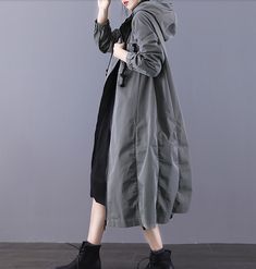 Long Women Casual Hooded Parka Plus Size Coat Jacket ,Custom make service available! Please feel free to contact us if you want this dress custom made.Materials used: cotton blendedSize: M: chest:110 cm length:107 cm sleeve：58 cm L : chest:114 cm length:108 cm sleeve：59 cm Most of our dresses are made of cotton linen fabric, soft and breathy. loose dresses to make you comfortable all the time.Flattering cut. Makes you look slimmer and matches easily.Payment:We accept payment by paypal and credit Cheap Open Front Outerwear With Pockets, Luxury Casual Long Parka, Luxury Modern Hooded Jacket With Pockets, Luxury Casual Gray Hooded Jacket, Luxury Functional Hooded Jacket With Pockets, Luxury Gray Hooded Jacket With Pockets, Plus Size Long Black Parka Coats, Luxury Cotton Outerwear With Double-lined Hood, Modern Luxury Hooded Jacket With Pockets