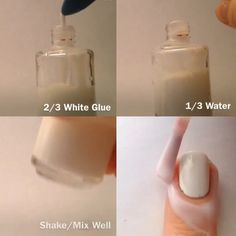 DIY peel off base-coat! Also use it under glitter polish for easy removal. Make Nails Grow, Grow Nails Faster, Nail Polish Hacks, Glitter Polish, Mode Tips, Pedicure Designs, How To Grow Nails, Diy Nail Art, Nail Arts