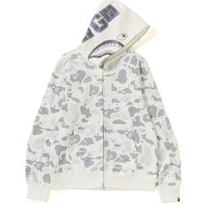 White Bape Hoodie, Blue Bape Hoodie, Bape Jacket, Bape Hoodie, Blue Knit Sweater, White Camo, Camo Hoodie