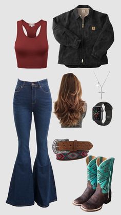 Western School Outfits, Summer Cowgirl Outfits, School Outfits Comfy, Outfits Comfy