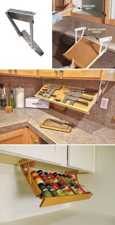 Corner Storage Pantry, Small Space Cabinet Ideas, Underneath Cabinets Storage Ideas, Smart Home Storage Ideas, House Smart Ideas, Kitchen Wasted Space Ideas, Kitchen Extra Cabinet Ideas, Space Between Counter And Cabinets, Alternative Cabinet Ideas