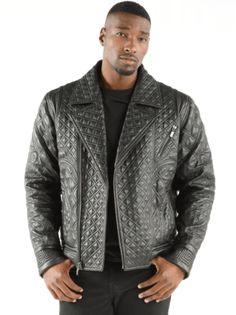 Pelle Pelle Black Quilted Leather Jacket Luxury Black Quilted Jacket For Winter, Luxury Black Quilted Jacket, Quilted Biker Leather Jacket For Winter, Quilted Biker Jacket With Long Sleeves For Fall, Quilted Long Sleeve Biker Jacket For Fall, Quilted Leather Biker Jacket, Luxury Quilted Puffer Jacket For Fall, Black Quilted Leather Jacket For Winter, Quilted Biker Leather Jacket For Fall