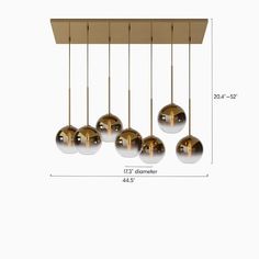 an image of a chandelier with five balls hanging from it's ceiling