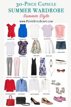 31 Summer Capsule Wardrobe Ideas » Lady Decluttered Capsule Summer Wardrobe, Closet Simple, Wardrobe Challenge, Project 333, Top Summer Outfits, Fashion Capsule Wardrobe, Summer Capsule, Petite Style, Minimalist Capsule Wardrobe