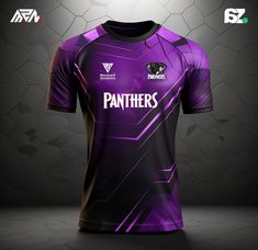 the purple and black jersey is on display in front of a dark background with white dots