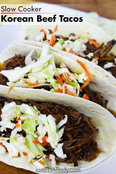 slow cooker korean beef tacos on a plate