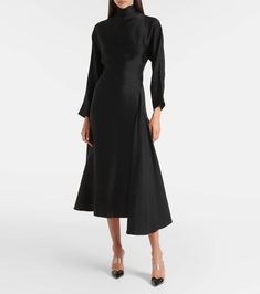 Find ALAÏA Alaïa Asymmetric Satin Midi Dress on Editorialist. Material: 71% acetate, 29% viscose. Care instructions: dry clean. Made in Italy. Designer color name: Noir Alaia. Closure: zipped back. Vintage Alaia, Black Satin Midi Dress, Alaia Dress, Dress Fancy, Denim Midi Dress, Black Satin Dress, Midi Slip Dress, Midi Cocktail Dress, Striped Midi Dress