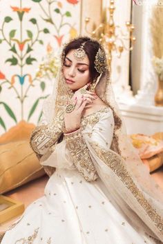 Heavy Embellished Pakistani White Mehndi Frock 2022 Nikah Theme, Nikah Moment, White Mehndi, Off White Lehenga, Nameera By Farooq, Alizeh Shah, Pakistani Bridal Dress, Nikah Dress, White Lehenga