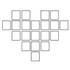 a black and white image of squares arranged in the shape of a heart with four smaller squares