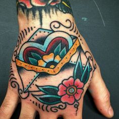 a person's hand with a tattoo on it and a clock in the middle