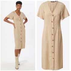 New Without Tags Vero Moda Viviana Midi Button Front Dress. Additional Details Listed In The Photos. Camel Color. Size Small. Beige Button-up Midi Dress For Beach, Neutral Daywear Dress With Buttons, Neutral Dress With Button Closure For Daywear, Neutral Dresses With Button Closure For Daywear, Beige Buttoned Midi Dress For Beach, Cream Midi Dress With Buttons For Workwear, Beige Button-up Dress With Buttons, Beige Dresses With Button Closure For Day Out, Brown Summer Midi Dress With Button Closure